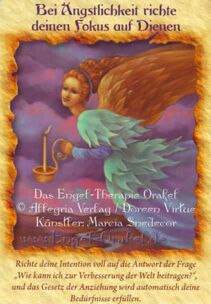 Engelkarte Bei Ängstlichkeit richte deinen Fokus auf Dienen - Engel-Therapie-Orakel