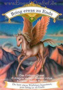 Engelkarte Bedeutung - Bring etwas zu Ende - Das Einhorn-Orakel