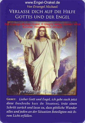 Engelkarte - Erzengel Michael Orakel - Verlasse dich auf die Hilfe Gottes und der Engel